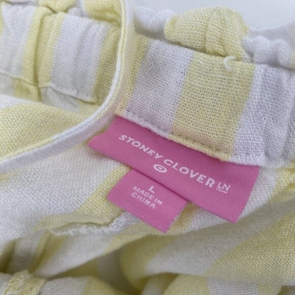 Stoney Clover Ln X Target Size Large Yellow White Stripe Linen Blend Jumpsuit - Picture 11 of 12